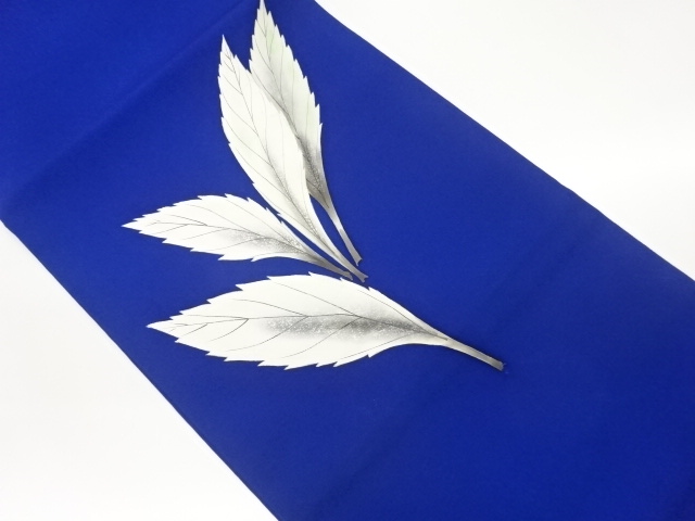 JAPANESE HIRAKI NAGOYA OBI / SHIOZE / HAND PAINTED / LEAVES